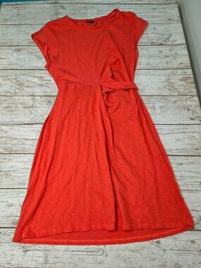 Talbots Orange Tie Waist Mid Length Cotton Summer Dress Size XL